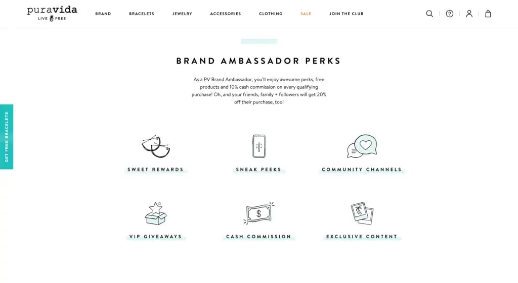 Pura Vida's ambassador program rewards